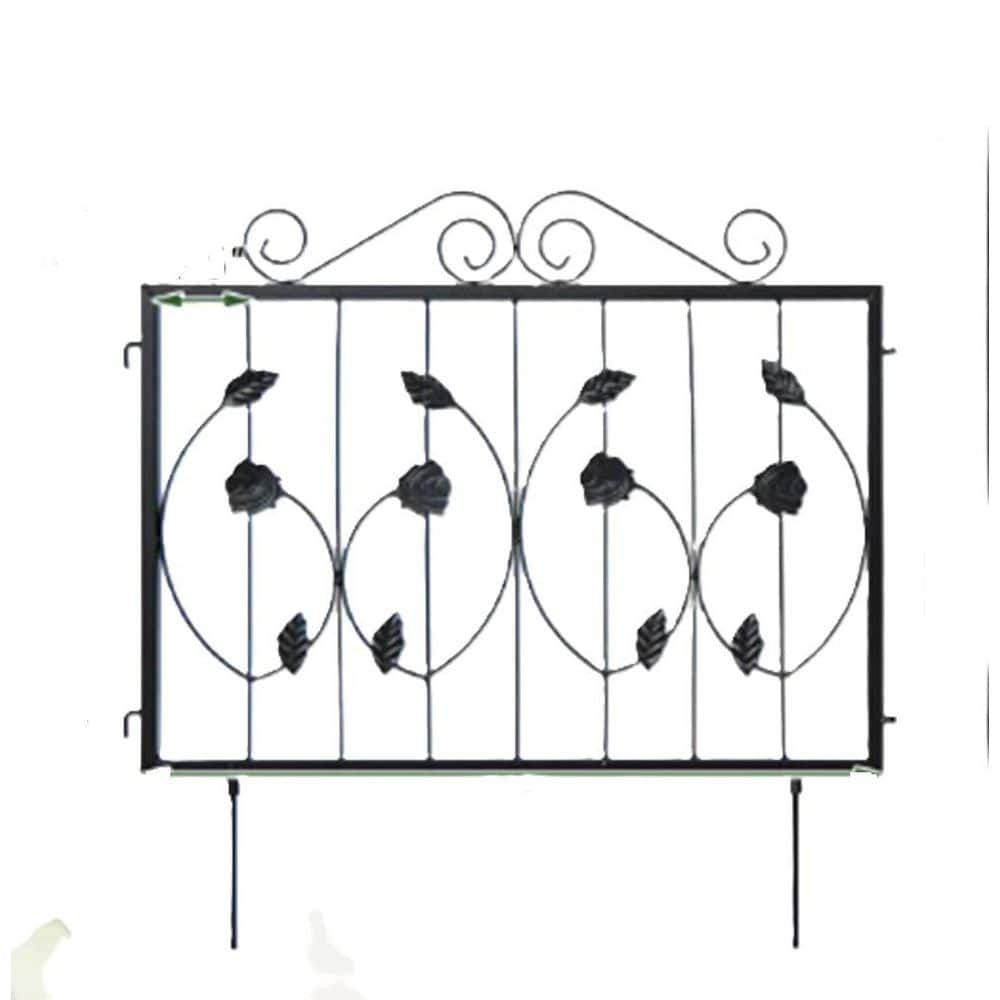 23.5 in. Metal Decorative Garden Fence with 8 Panels Animal Barrier - Hercitys