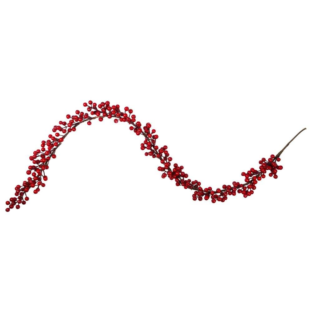 5 ft. Unlit Decorative Shiny Red Berries Artificial Christmas Garland - Hercitys