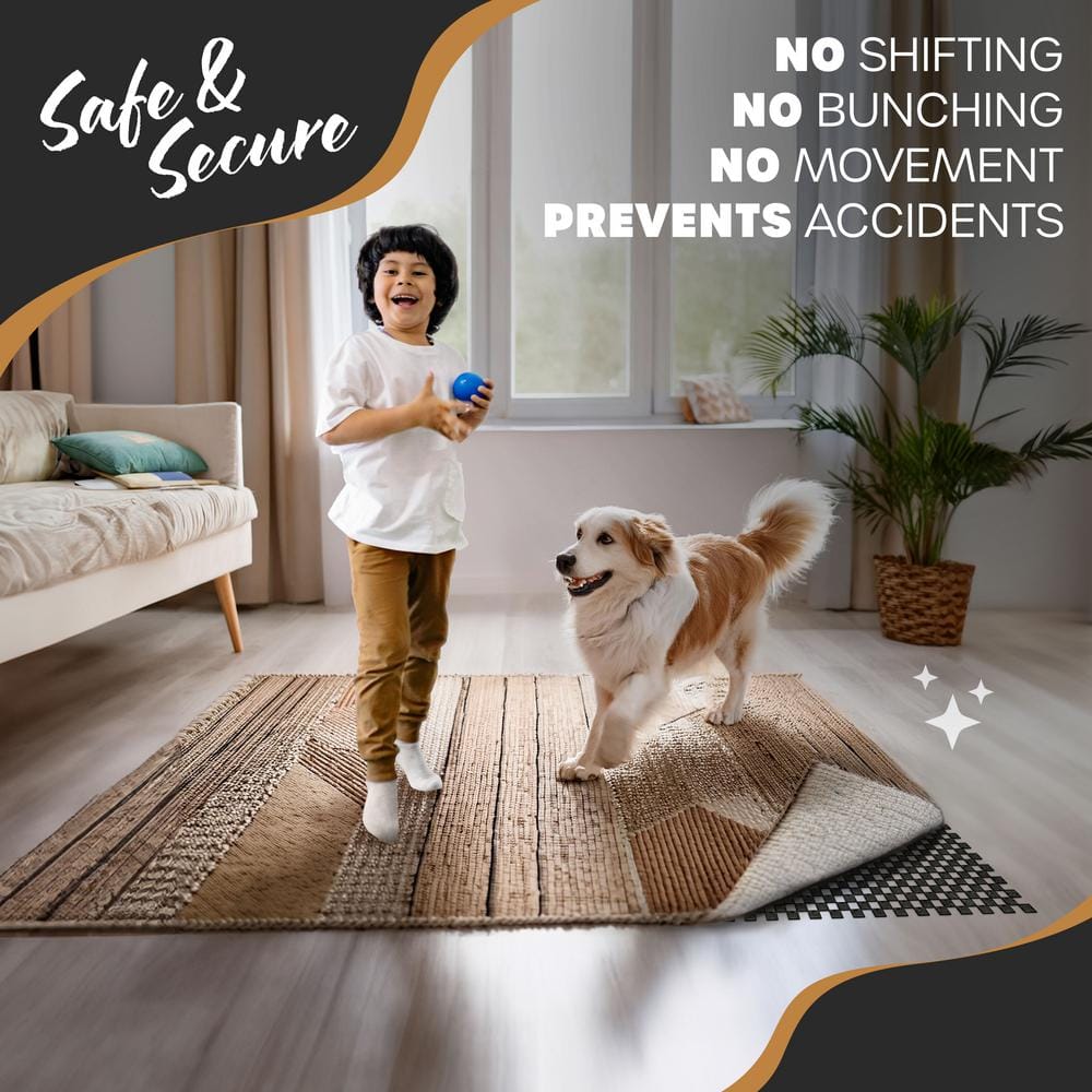 5 ft. x 7 ft. Premium Grip and Dual Surface Non-Slip Rug Pad in Black - Hercitys