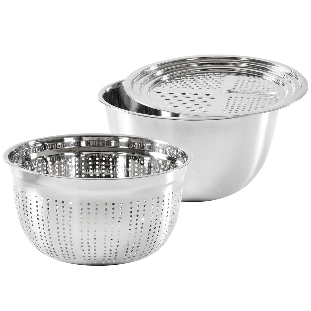 3-Piece Stainless Steel Multifunction Prep Mixing Bowl Set - Hercitys