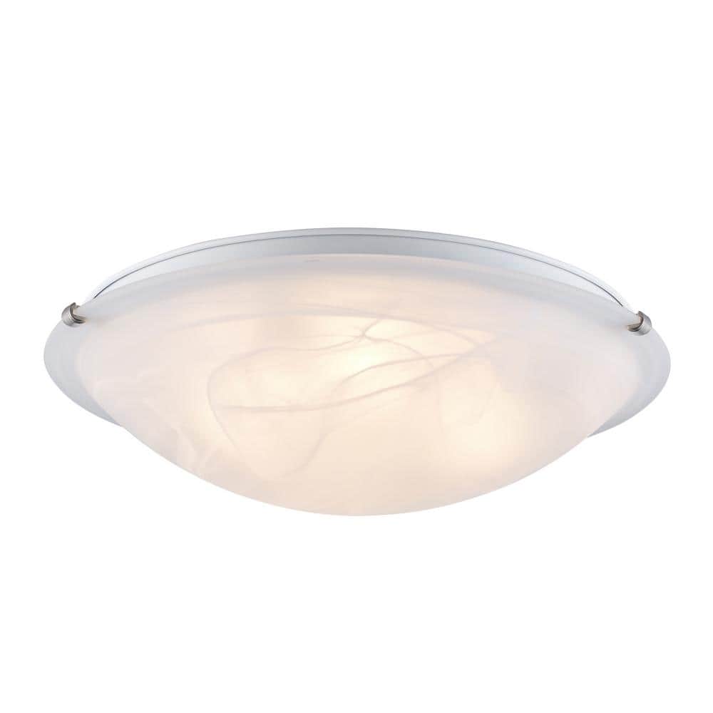 20 in. 4-Light Brushed Nickel Flush Mount Ceiling Light Fixture with Marbleized Glass Shade - Hercitys