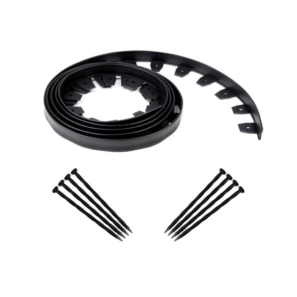 20 ft. L x 1.7 in. H x 2.38 in. W Black Plastic Heavy-Duty No-Dig Edging Kit - Hercitys