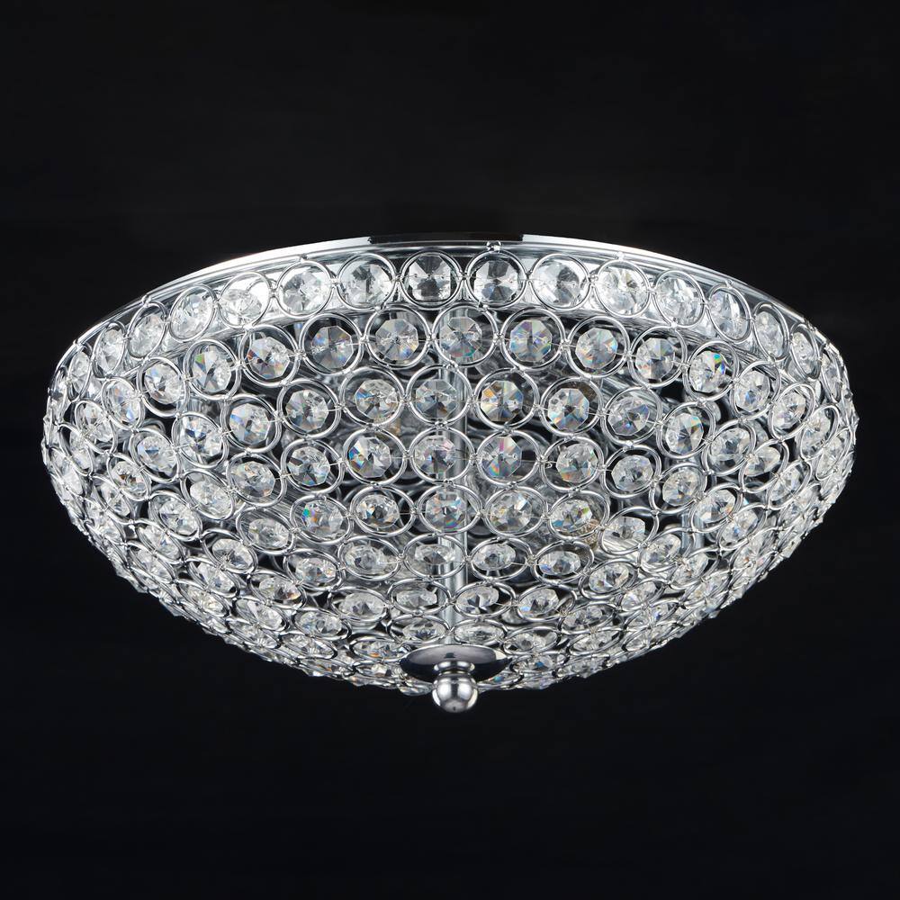 12 in. 2-Light Chrome Crystal Flush Mount - Hercitys