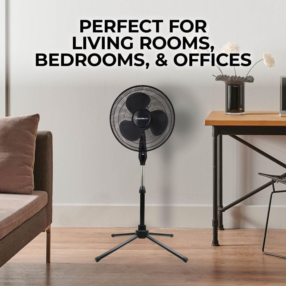 16″ Oscillating Pedestal Fan Black - Hercitys