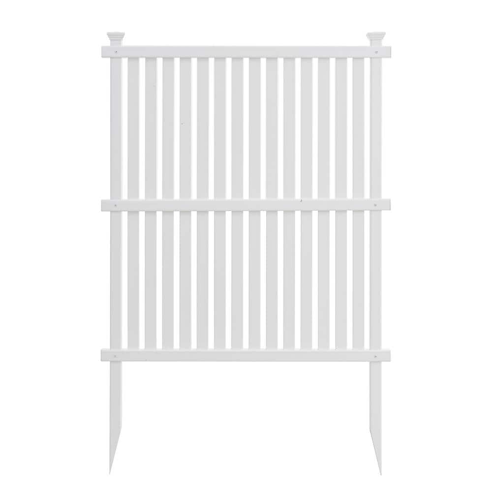 48 in. Vinyl Garden Fence, Privacy Screen Panels Kit, Air Conditioner/Trash Can Enclosure of Vinyl-White - Hercitys
