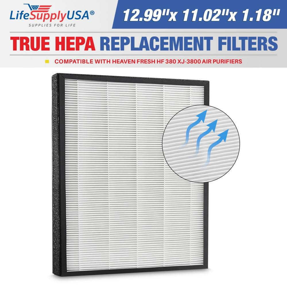 2-in-1 True HEPA Air Cleaner Replacement Filter plus Activated Carbon Charcoal Compatible w/ Heaven Fresh HF 380 XJ-3800 - Hercitys
