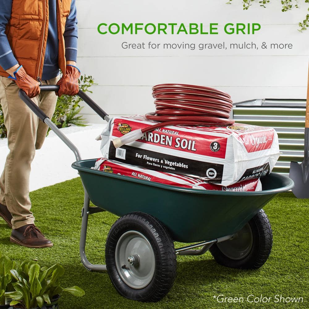 5 cu. ft. Black Plastic Wheelbarrow with Padded Handles - Hercitys