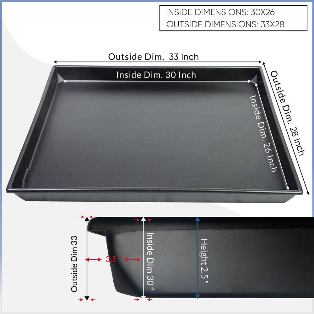 33 in. x 28 in. Heavy Duty Plastic HVAC Condensate Drain Pan with Drain Hose Adapter - Hercitys