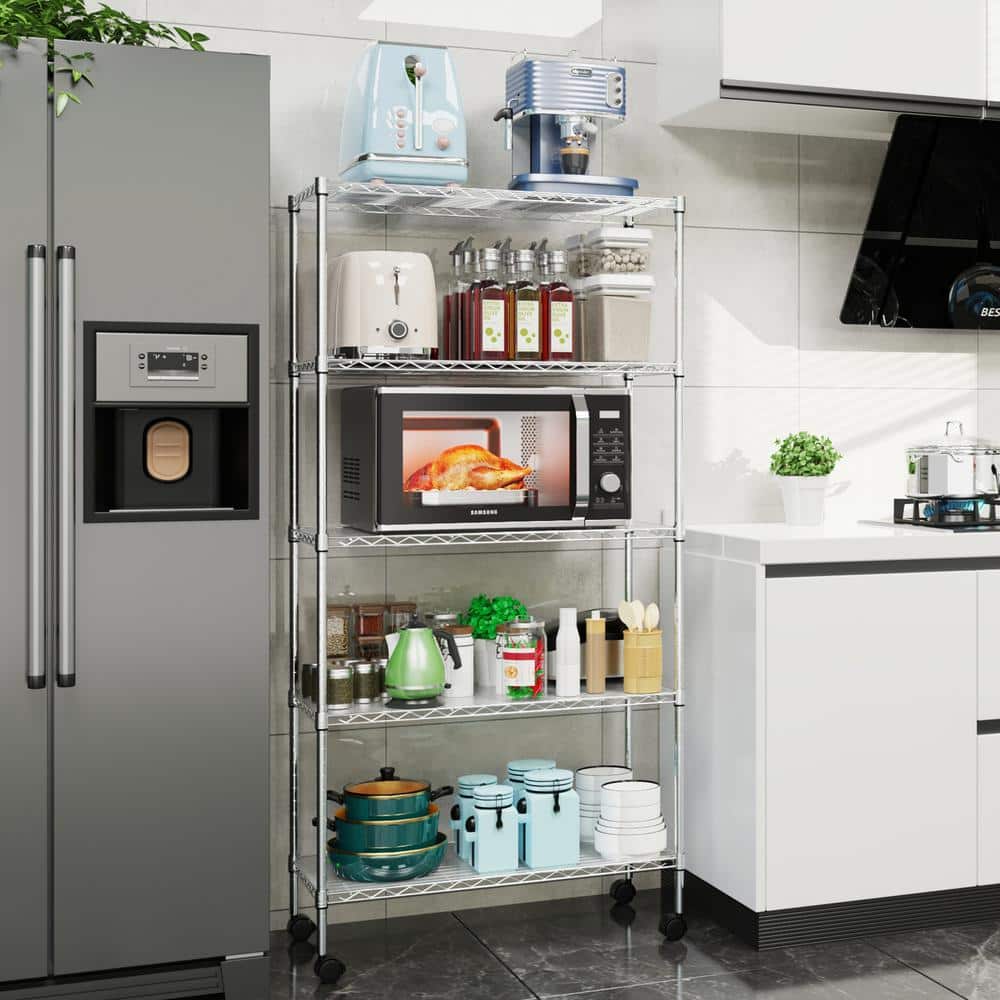 5-Tier Chrome Shelf Style Heavy Duty Wire Shelving with Adjustable Shelves 750 lbs. (14 in x 30 in. x 60 in.) - Hercitys