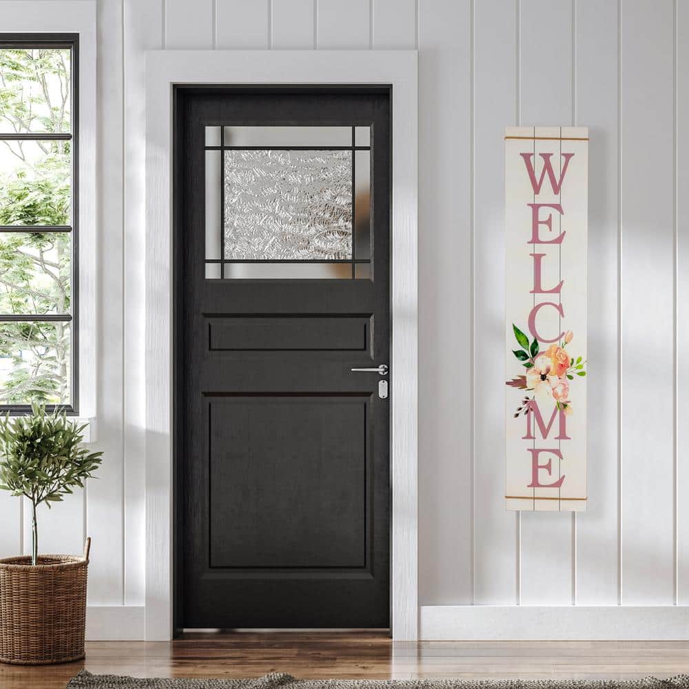 48.5 in. Floral “Welcome” Wooden Spring Porch Board Sign Decoration - Hercitys