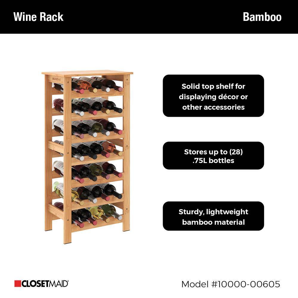 28-Bottle Bamboo Wine Rack Free-Standing Shelving Unit - Hercitys