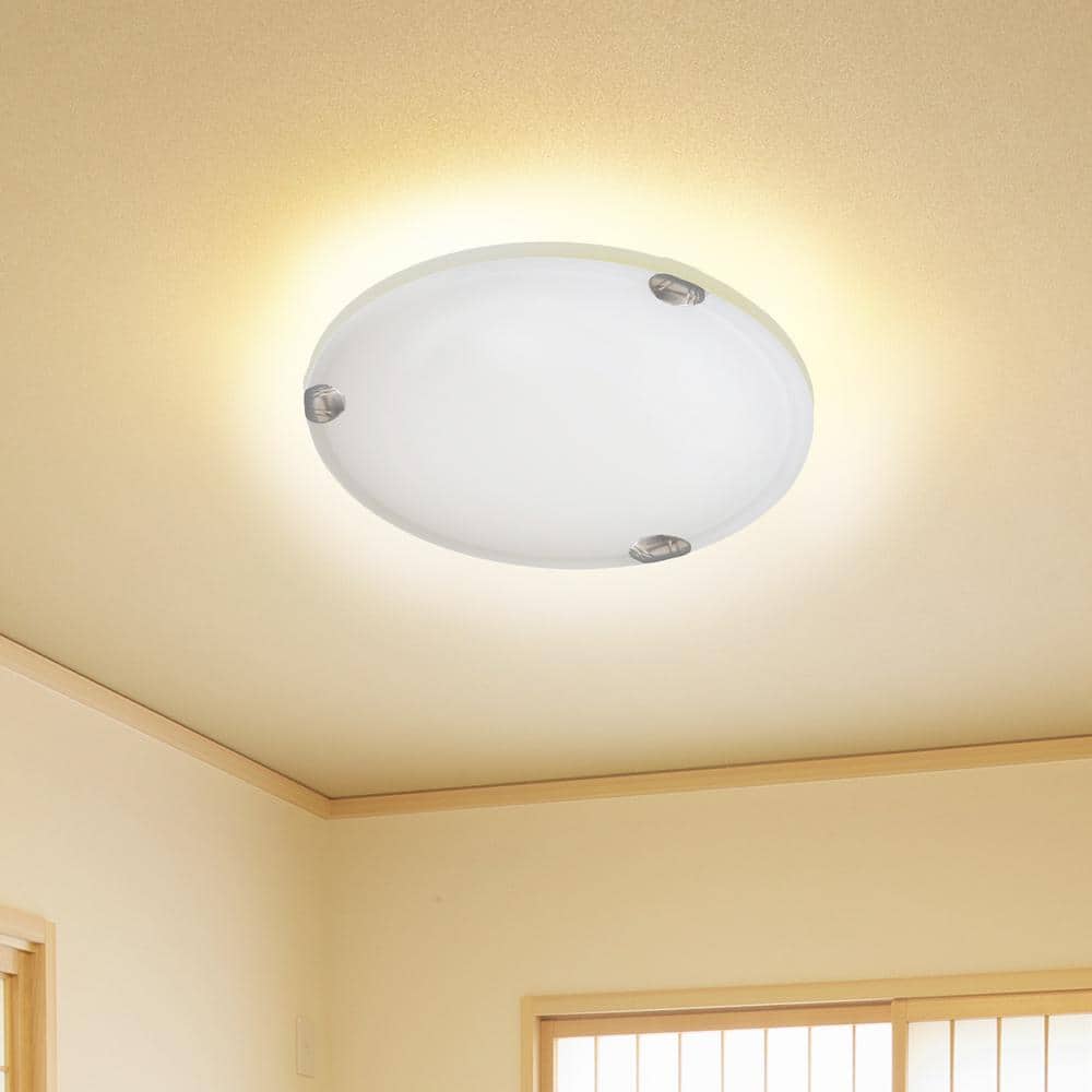 2-Light Satin Steel Flush Mount - Hercitys