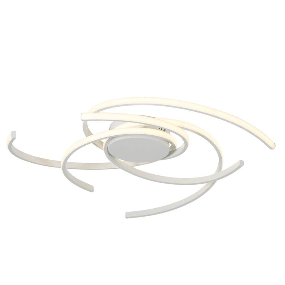 31.5 In. Modern White Integrated LED Dimmable Flush Mount for Dining Living Room - Hercitys