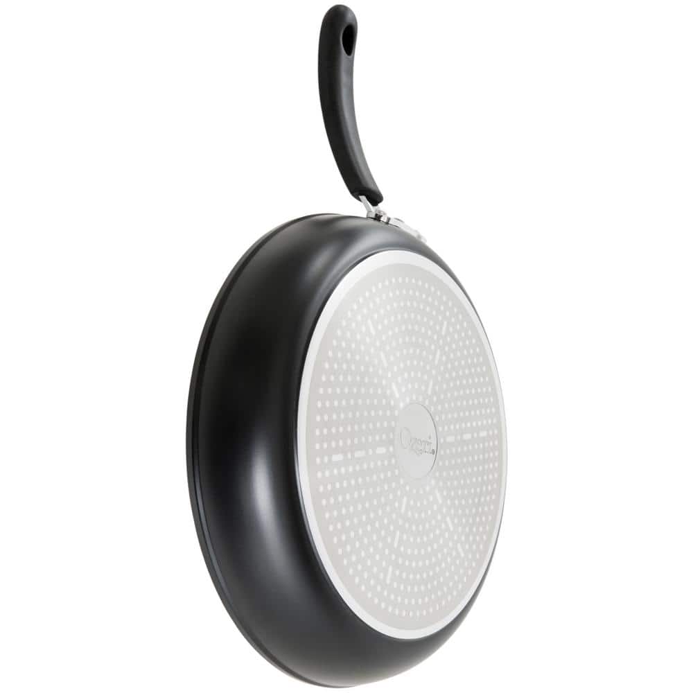 12 in. Stone Frying Pan with 100% APEO and PFOA-Free Stone-Derived Non-Stick Coating from Germany in Lava Black - Hercitys