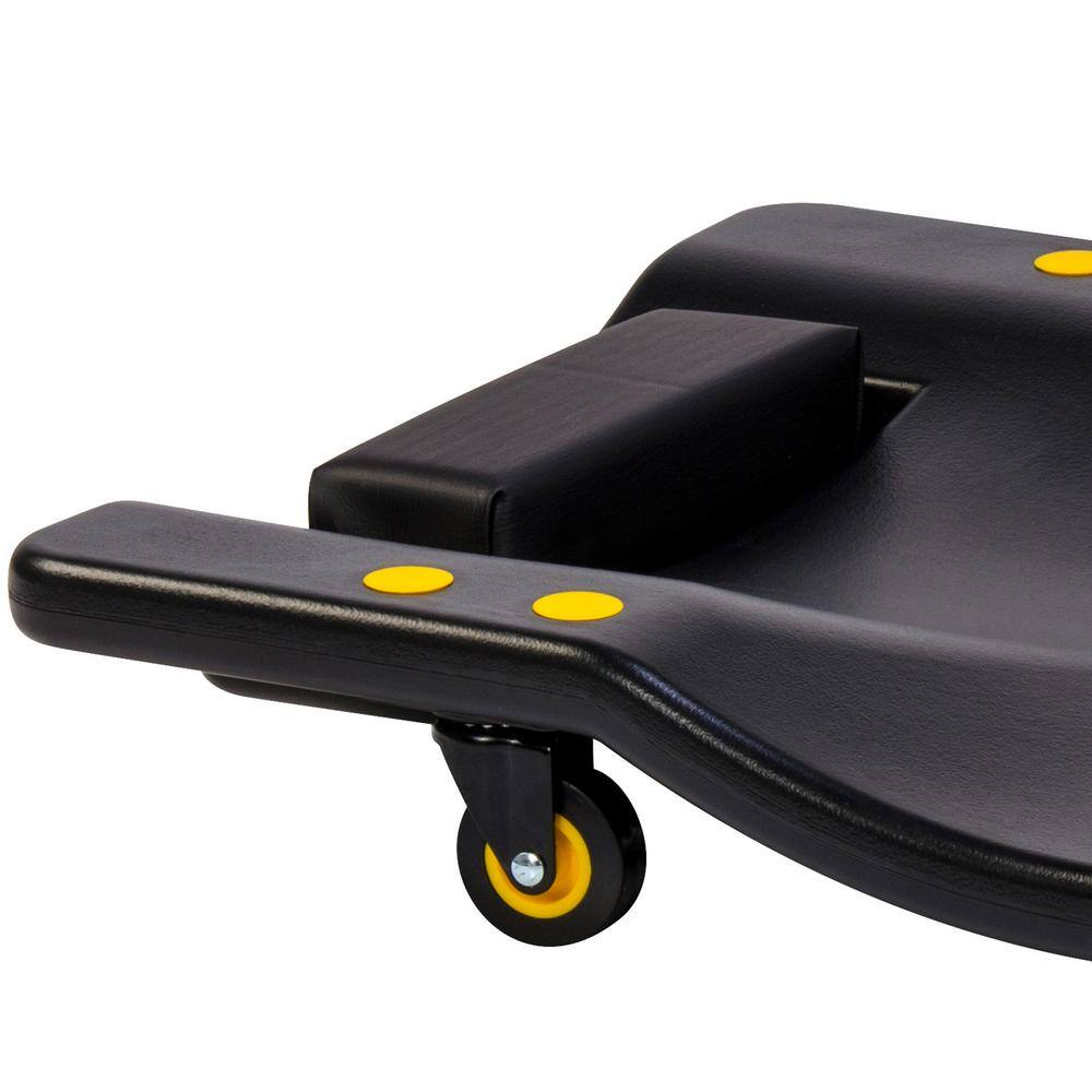 36 in. Mechanic Plastic Creeper Blow Molded Ergonomic HDPE Body 300 lbs. Capacity with Padded Headrest in Red - Hercitys