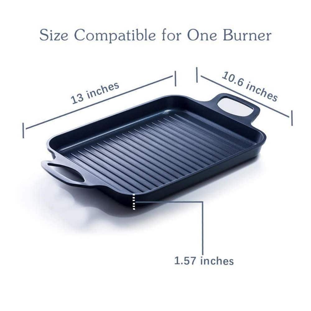 13 in. x 10.6 in. Aluminum Nonstick Grill Pan, Induction Stove Top Grill Plate, Gas Range Grill Panel/Skillet - Hercitys