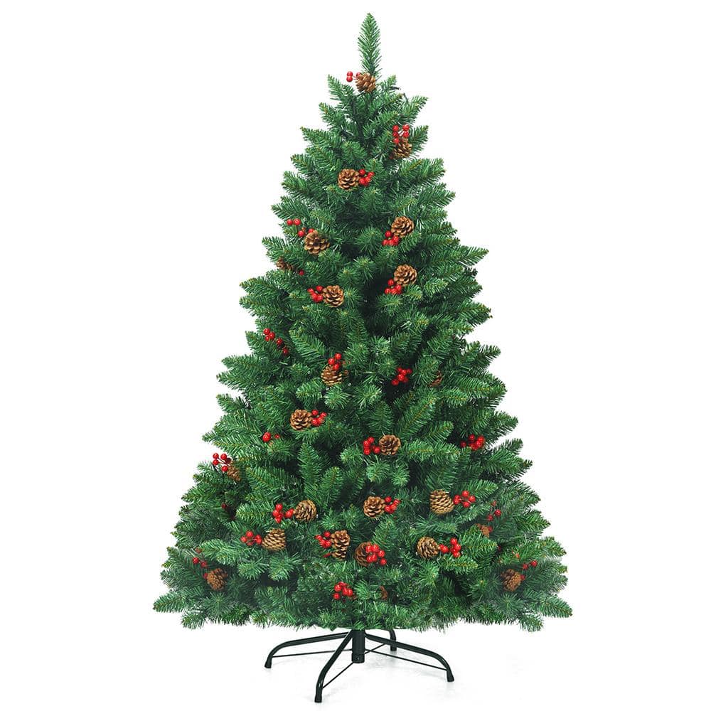 4.5 ft. Pre-Lit Artificial Christmas Tree Hinged Artificial Tree Indoor with LED Lights - Hercitys