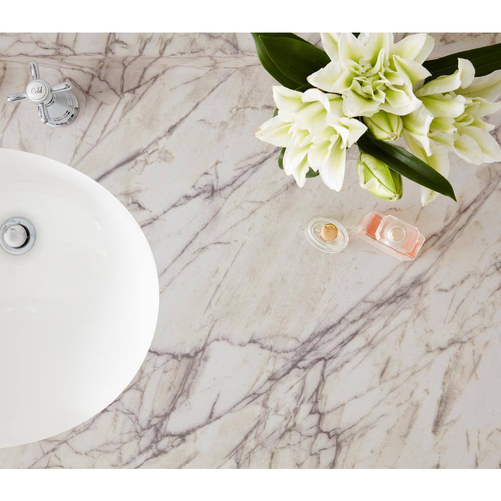 5 ft. x 12 ft. Laminate Sheet in 180fx Quartzite Bianco with Scovato Finish - Hercitys