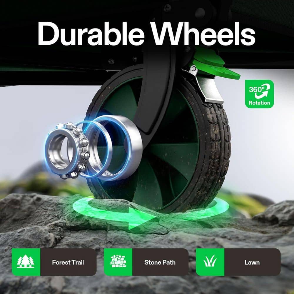 350 lbs. Load-Bearing 6.7 cu. ft. Collapsible Fabric Garden Cart with Universal Wheels and Adjustable Handle - Hercitys