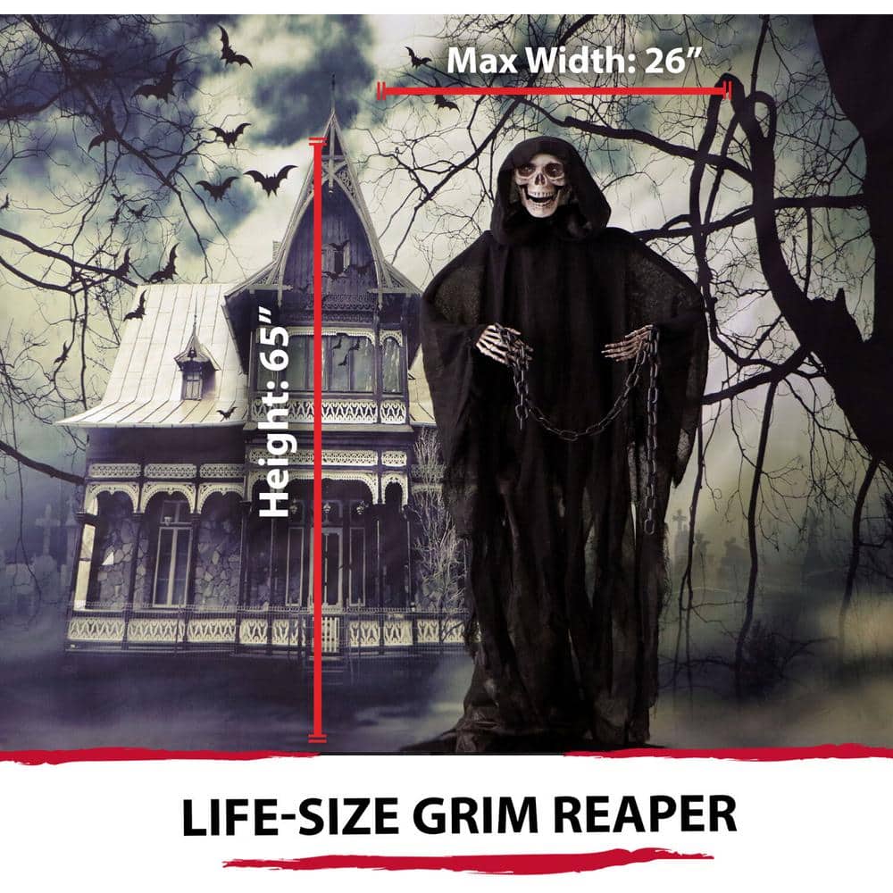 5.5 ft. Animatronic Grim Reaper Halloween Prop - Hercitys