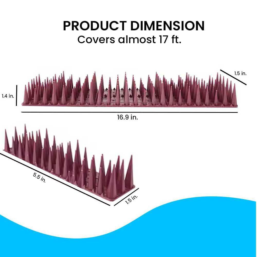 16.9 Brown Plastic Deterrent Fence Spikes, Keeps a Pigeon Away, Off Spikes Strips Bird Repeller (24-Pack) - Hercitys