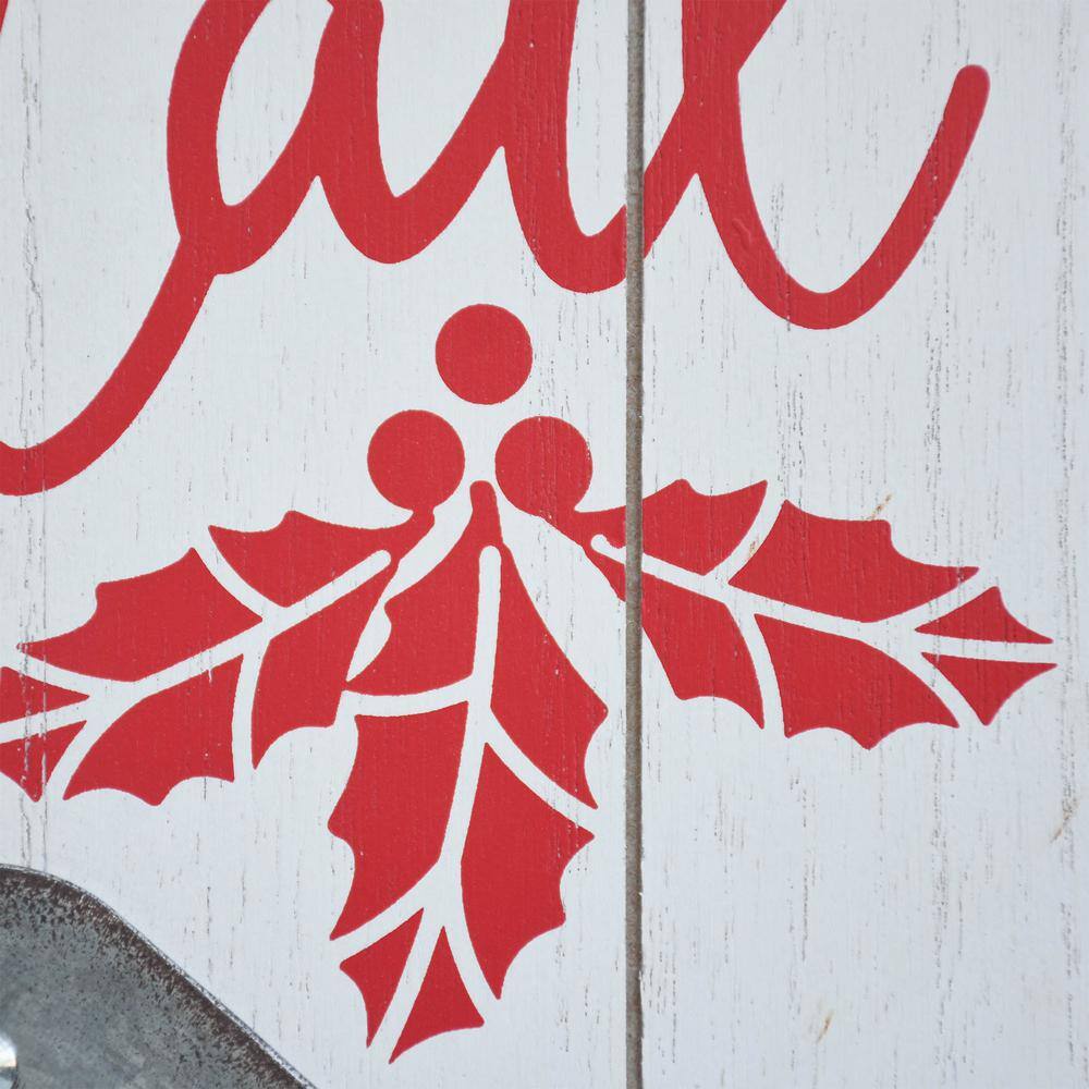 20.5 in. White Wood and Metal Christmas Merry Mail Wall Mail Holder - Hercitys