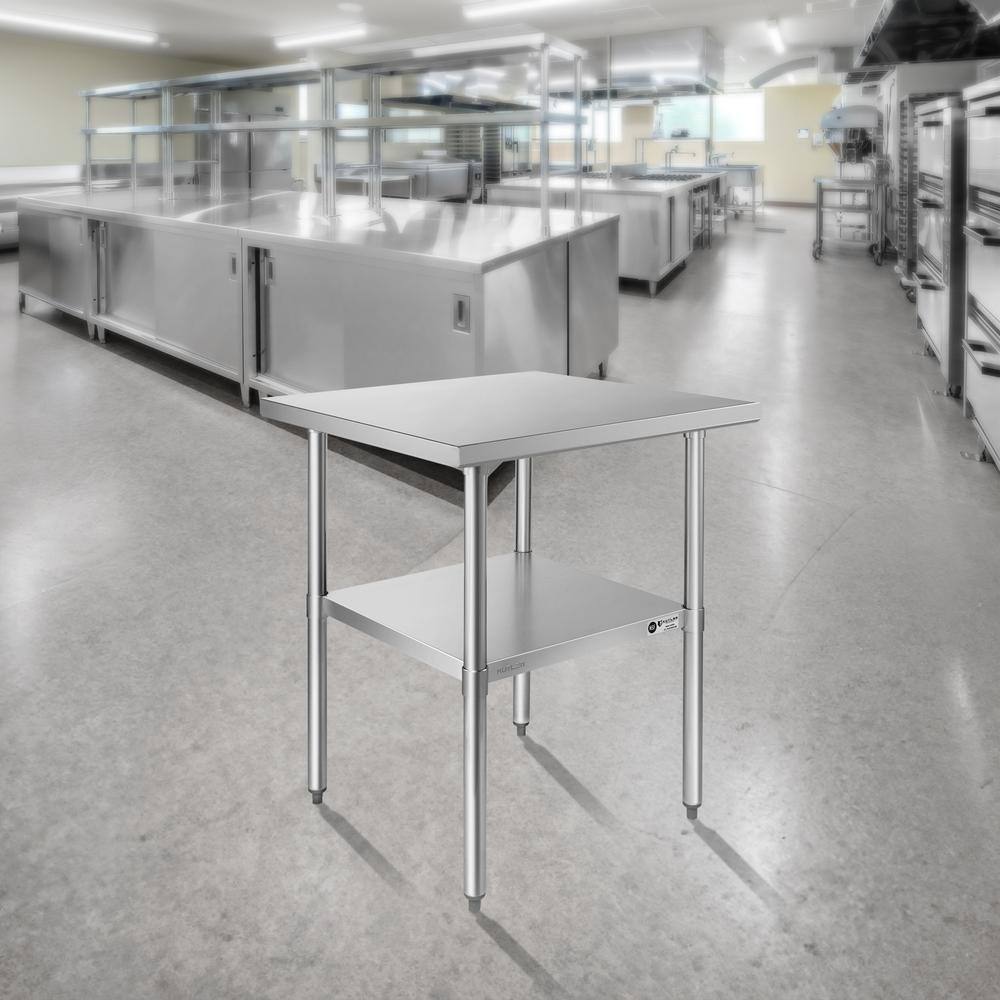24 in. x 24 in. Stainless Steel Kitchen Prep Table with Bottom Shelf - Hercitys