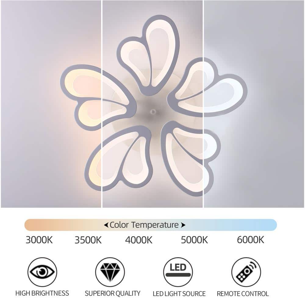 22 in. 30-Watt White Integrated LED Flush Mount with White Acrylic Shades - Hercitys