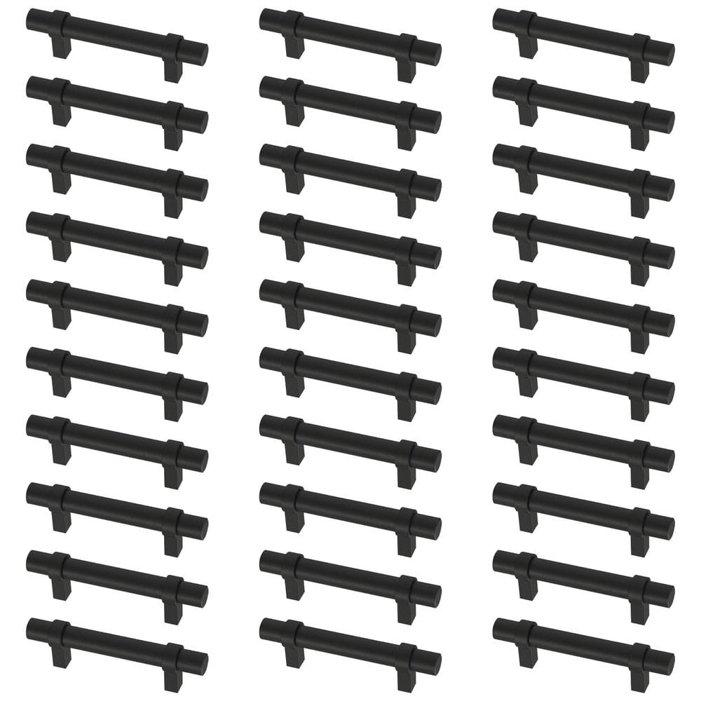 30-Pack Simple Wrapped Bar 3 in. (76 mm) Classic Matte Black Cabinet Drawer Pulls - Hercitys