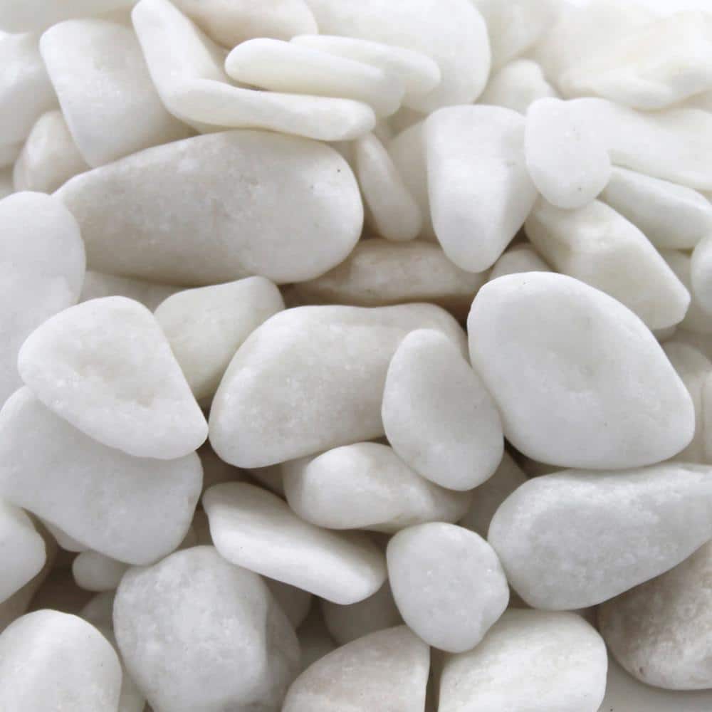 0.5 in. to 1.5 in., 20 lb. Small Snow White Pebbles - Hercitys