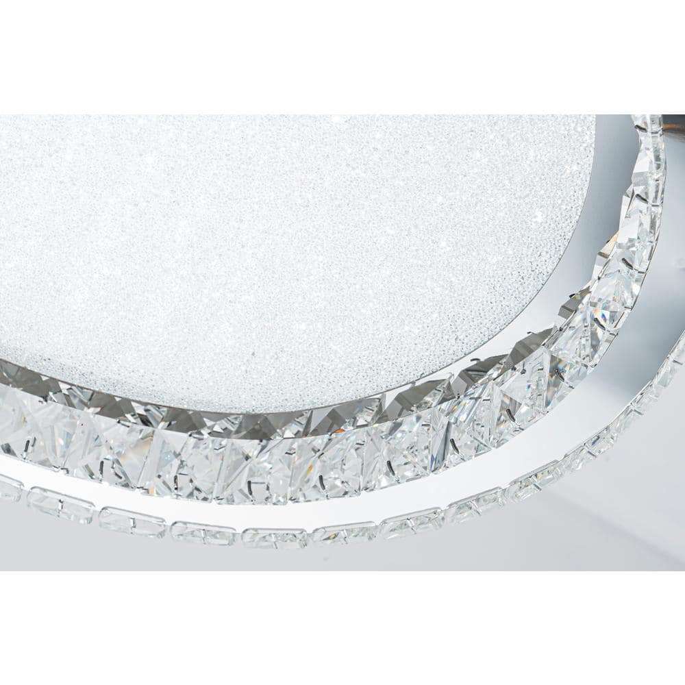 21.6 in. 1-Light Modern Crystal Chrome LED Flush Mount Ceiling Light - Hercitys