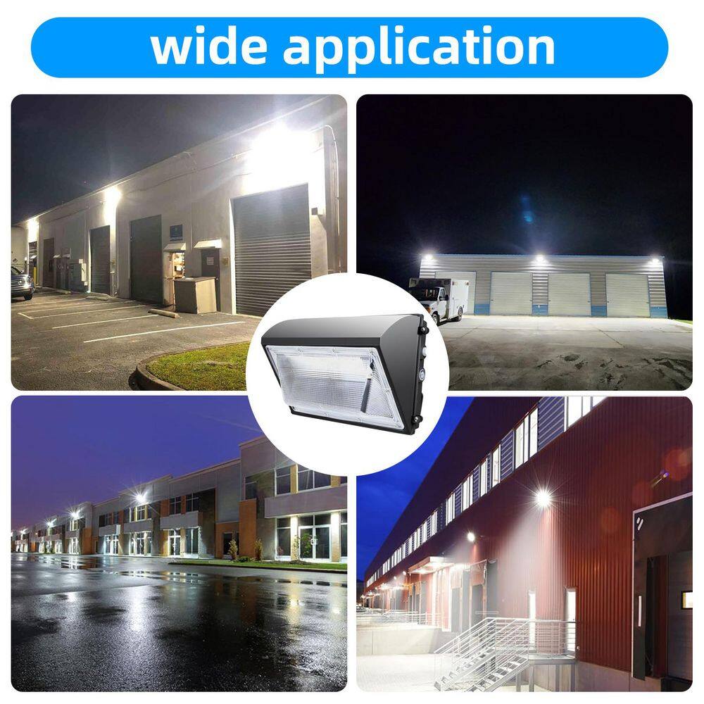 1000-Watt Equivalent Integrated LED Black Dusk to Dawn Wall Pack Light,5000K Outdoor Commercial LED Security Light - Hercitys