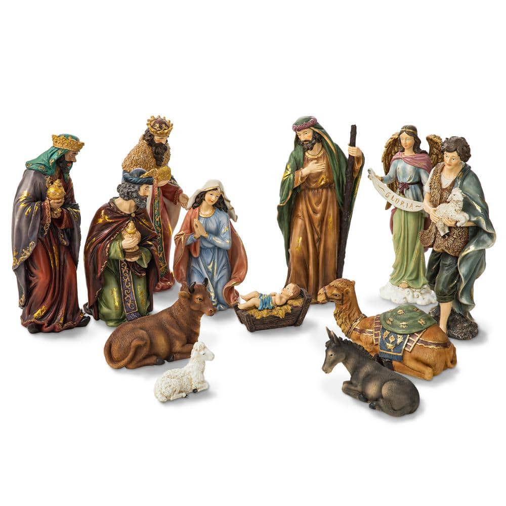 16 in. H Oversized Resin Nativity Figurine Set (12-Pieces) - Hercitys