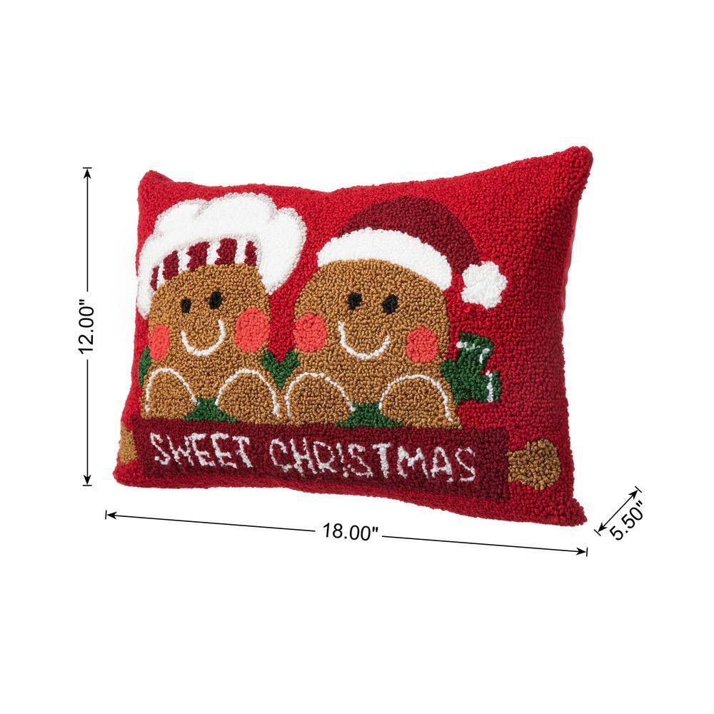 12 in. H Hooked Gingerbread Boy and Girl Pillow - Hercitys