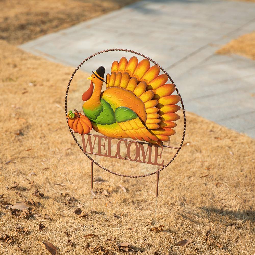 30 in. H Thanksgiving Metal “WELCOME” Turkey Yard Stake - Hercitys
