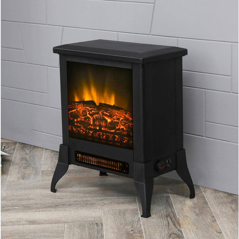 15 in. Freestanding Electric Fireplace in Black - Hercitys