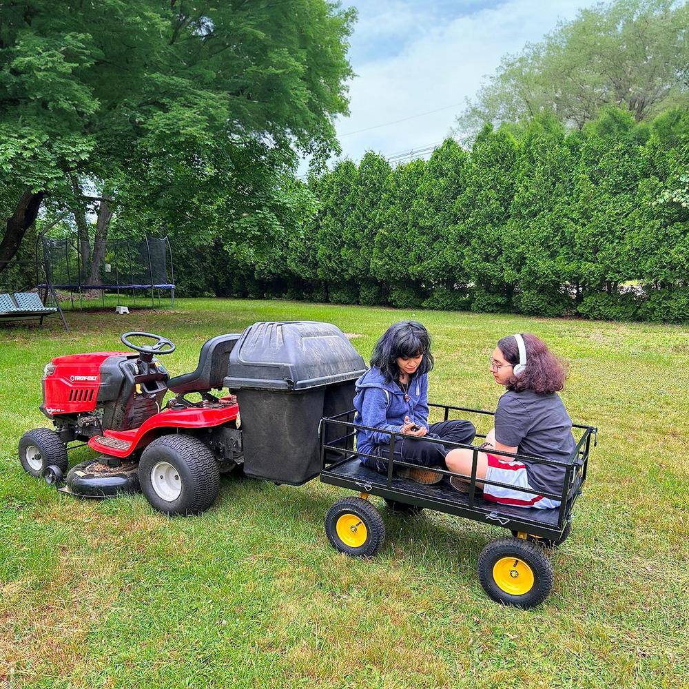 4 cu. ft. Heavy-Duty 900 lbs. Large Capacity Metal Garden Cart Utility Wagon Cart with Removable Side & Rotating Handle - Hercitys
