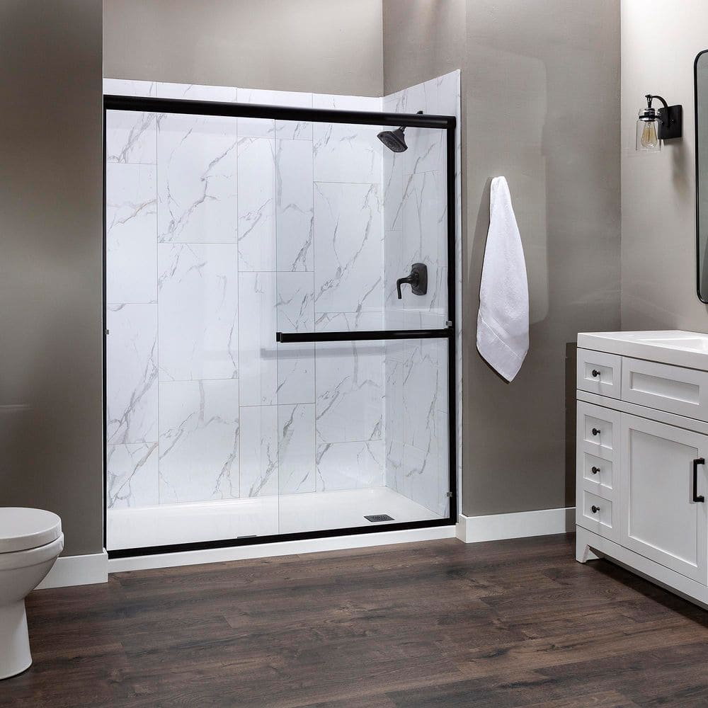 25.6 in. L x 14.8 in. W Carrara Marble No Grout Vinyl Wall Tile (21 sq. ft./case) - Hercitys