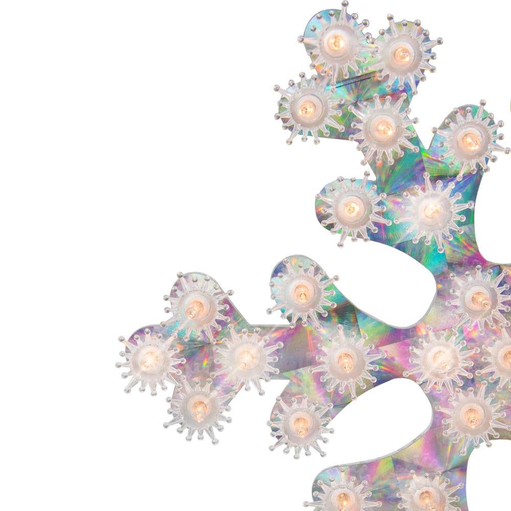 12 in. Lighted Holographic Snowflake Christmas Window Decoration - Hercitys