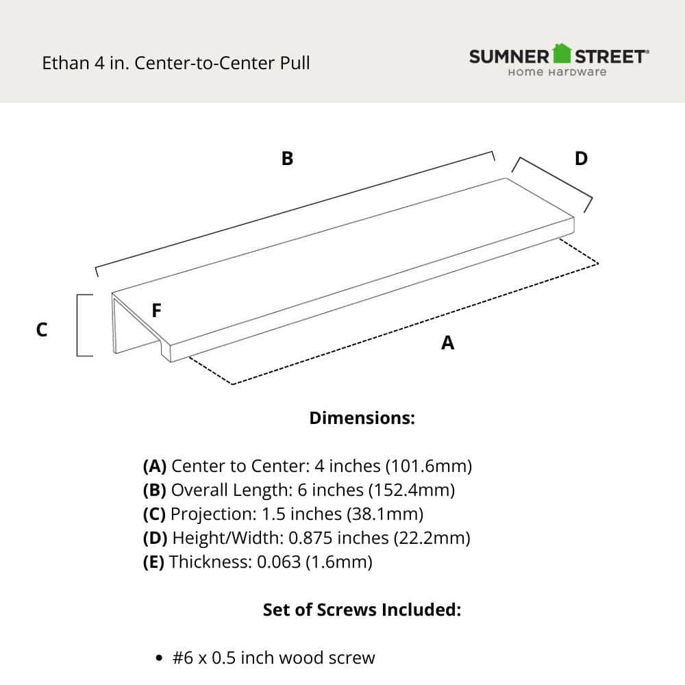 10-Pack Ethan 4 in. (102 mm) Center-to-Center Matte Black Edge Drawer Pull - Hercitys