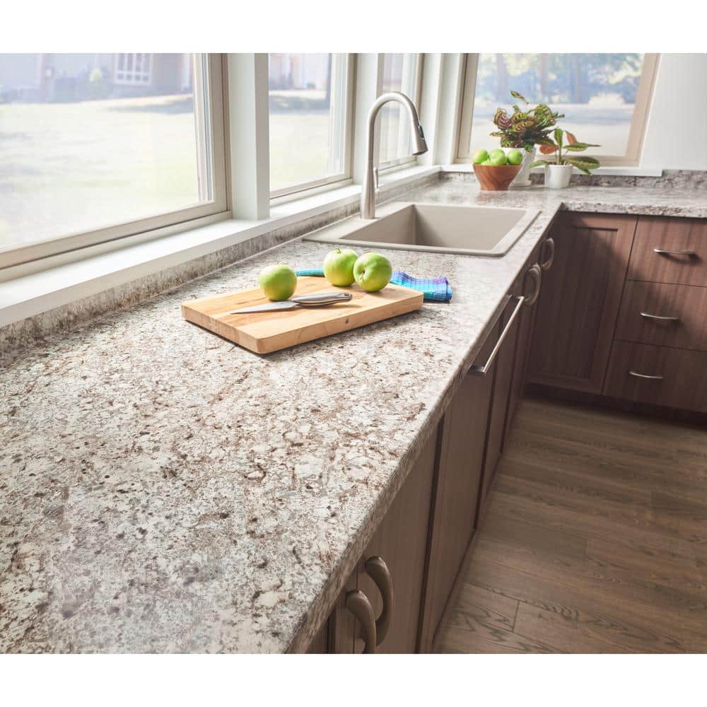 10 ft. Straight Laminate Countertop in Textured Tuscan Romano with Eased Edge and Integrated Backsplash - Hercitys