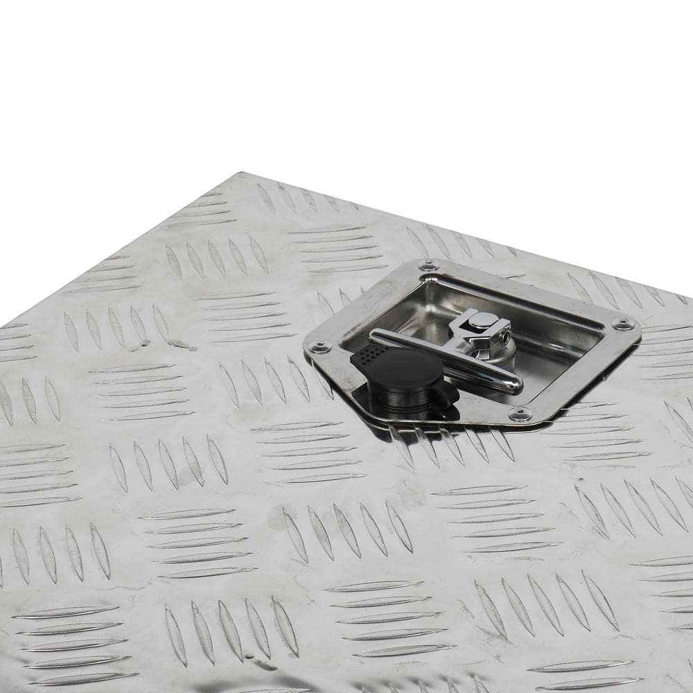 42 in. Silver Diamond Plate Aluminum Underbody Truck Tool Box Double Lock with Key - Hercitys