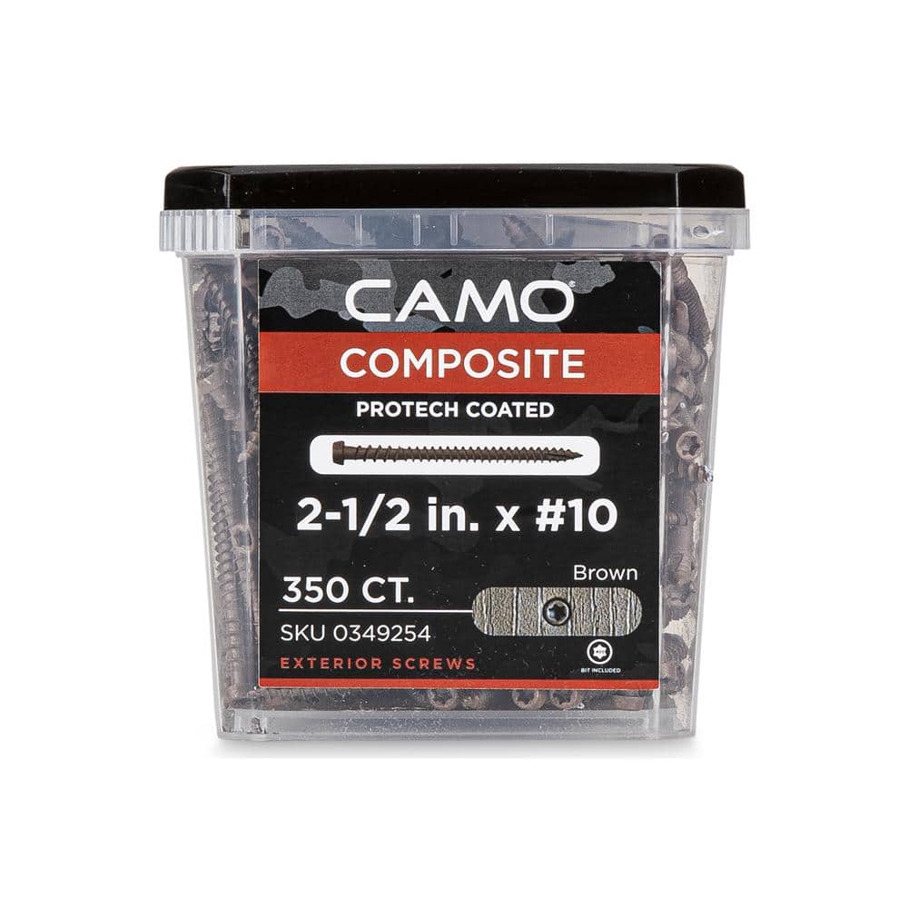 #10 2-1/2 in. Brown Star Drive Trim-Head Composite Deck Screw (350-Count) - Hercitys