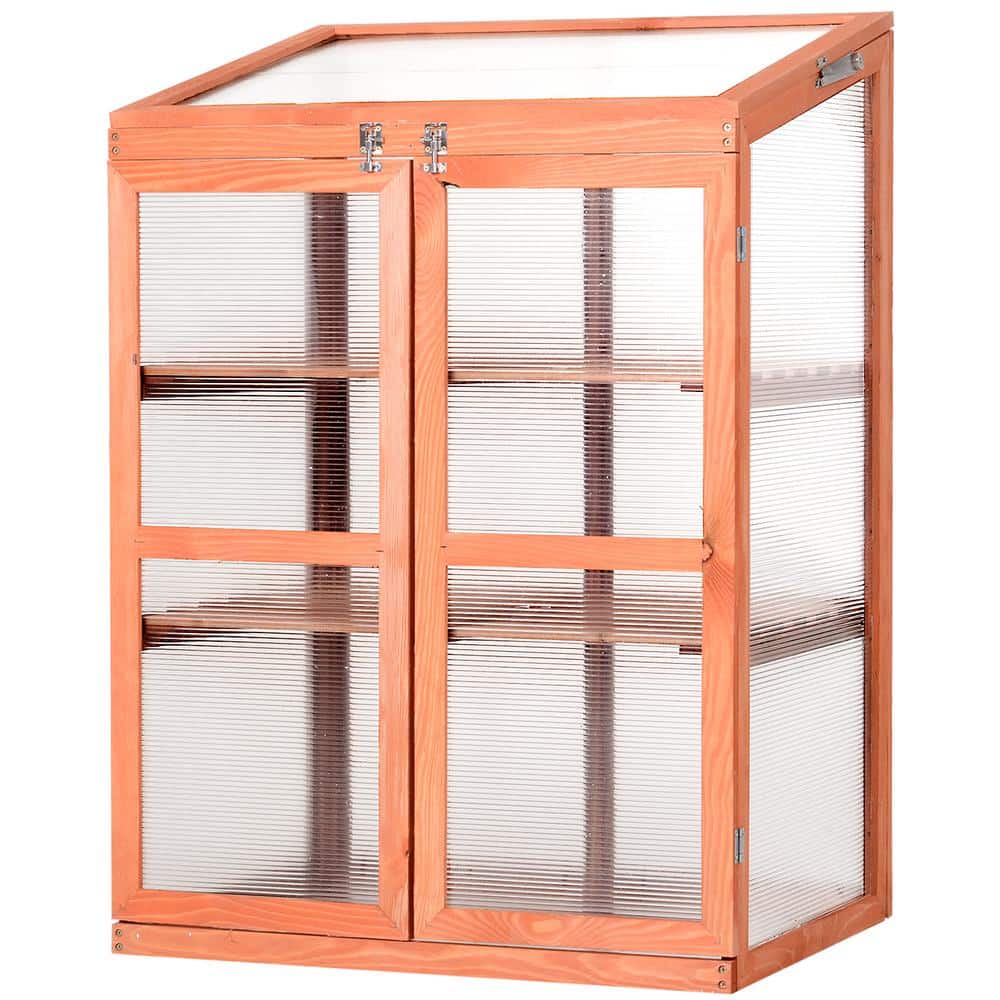 30 in. L x 23.5 in. W x 43.25 in. H Garden Planter Box Greenhouse with Fir Wood, Side Panels for Warmth and Opening Roof - Hercitys