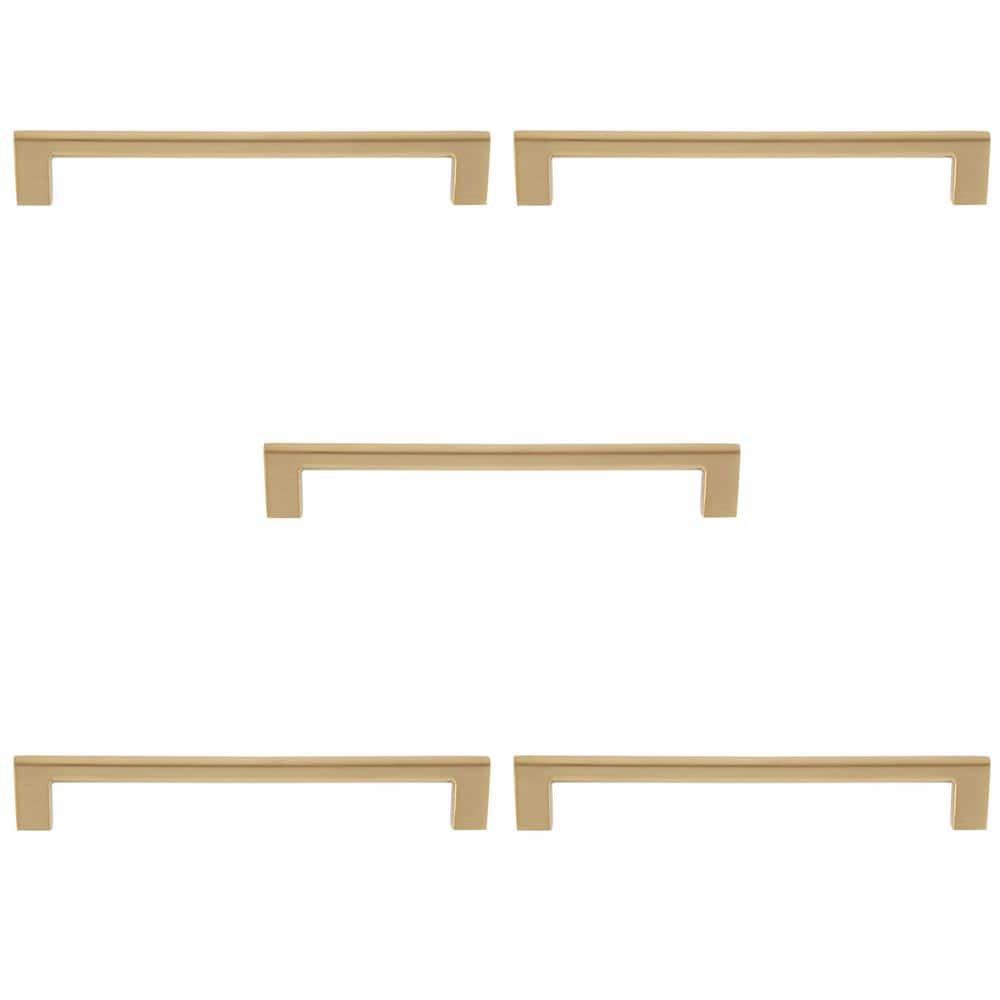 5-Pack Vail 8 in. (203 mm) Center-to-Center Modern Satin Brass Bar Drawer Pull - Hercitys
