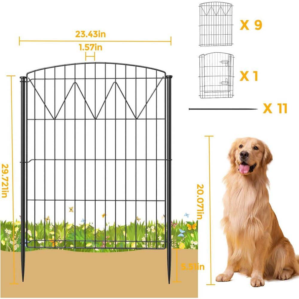 29.7 in. Rustproof Metal Garden Fence 10 Panels No Dig Decorative Outdoor Arched Border for Yard Patio Decor - Hercitys
