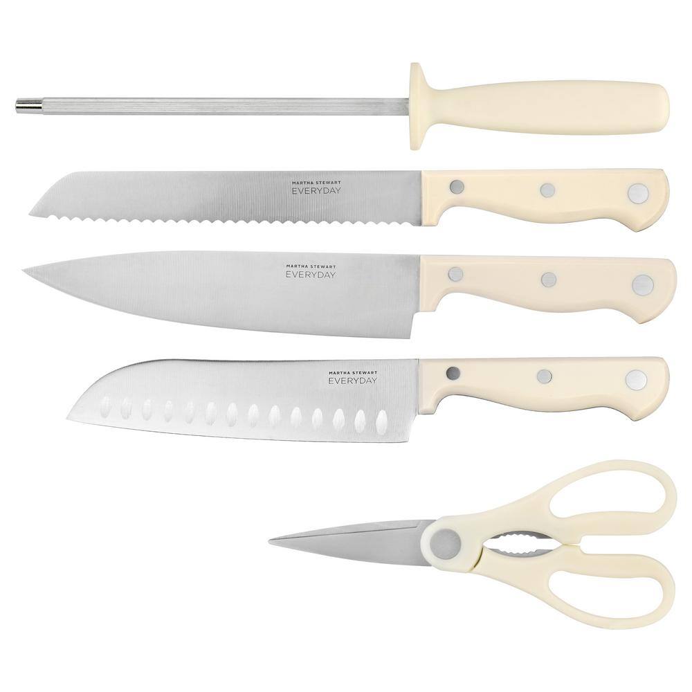 14 Piece Stainless Steel Cutlery and Wood Block Set in Linen - Hercitys