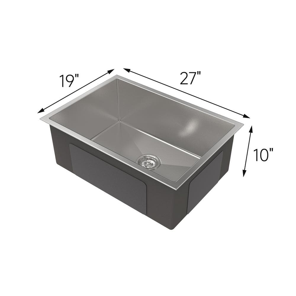 27 in. Multifunctional Undermount Single Bowl Nano Gray Stainless Steel Kitchen Sink (Sink Only) - Hercitys