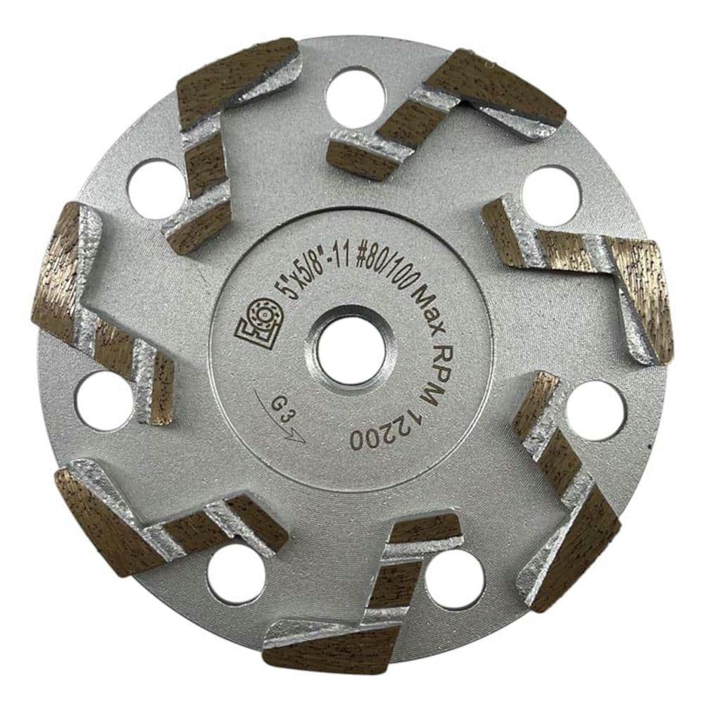 5 in. Granite, Low Profile Segmented Rim, Diamond Blade Segments, 60/80 Grit, Medium/Fine Cup Wheels, 5/8 in. 11 Arbor - Hercitys