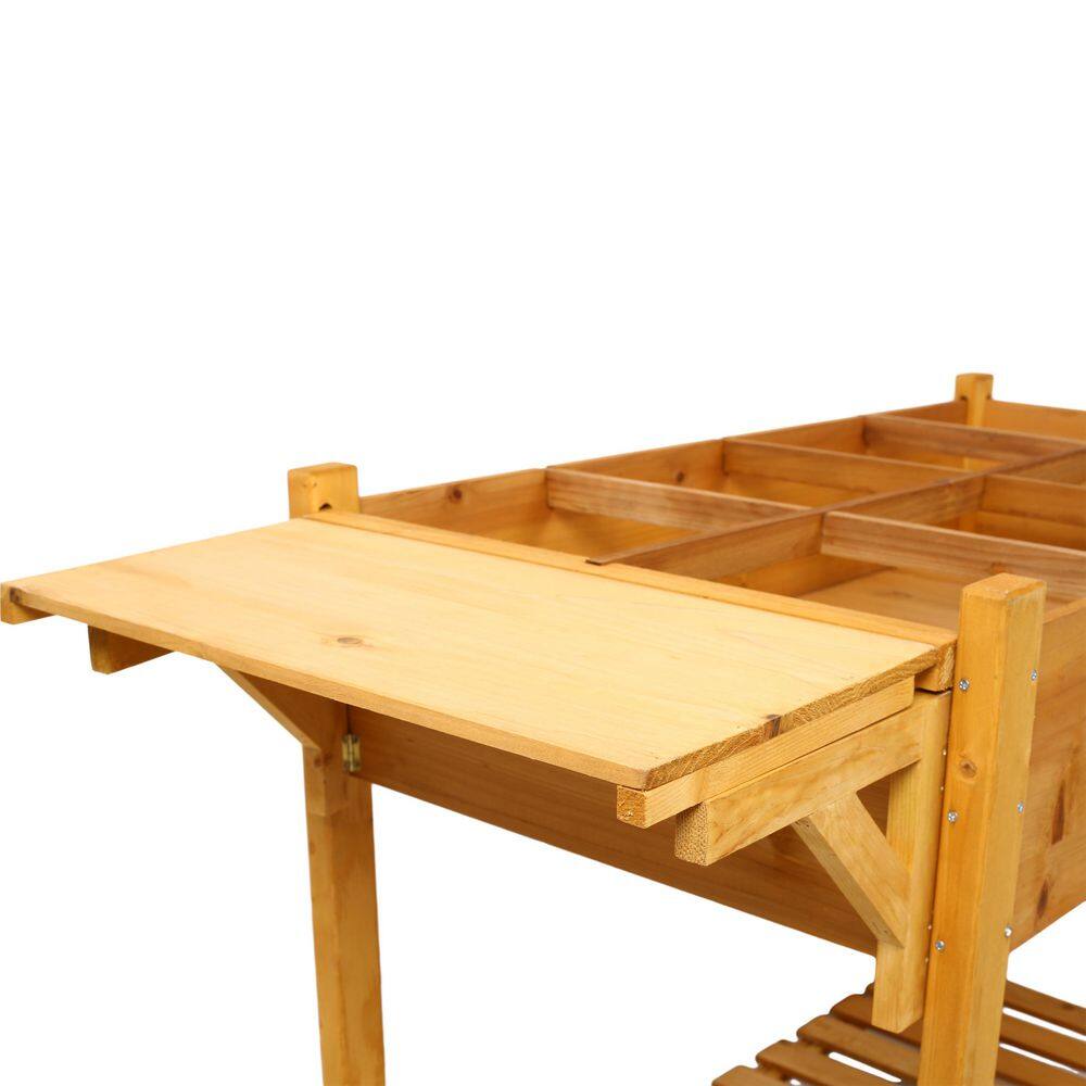 49 in. x 22 in. x 32 in. Raised Garden Bed, Wood Elevated Planter Box with 8 Grids Divider and Protective Liner, Brown - Hercitys